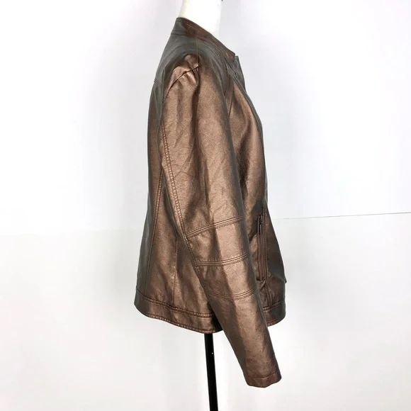 Haggar metallic bronze vegan jacket - Picture 3 of 6